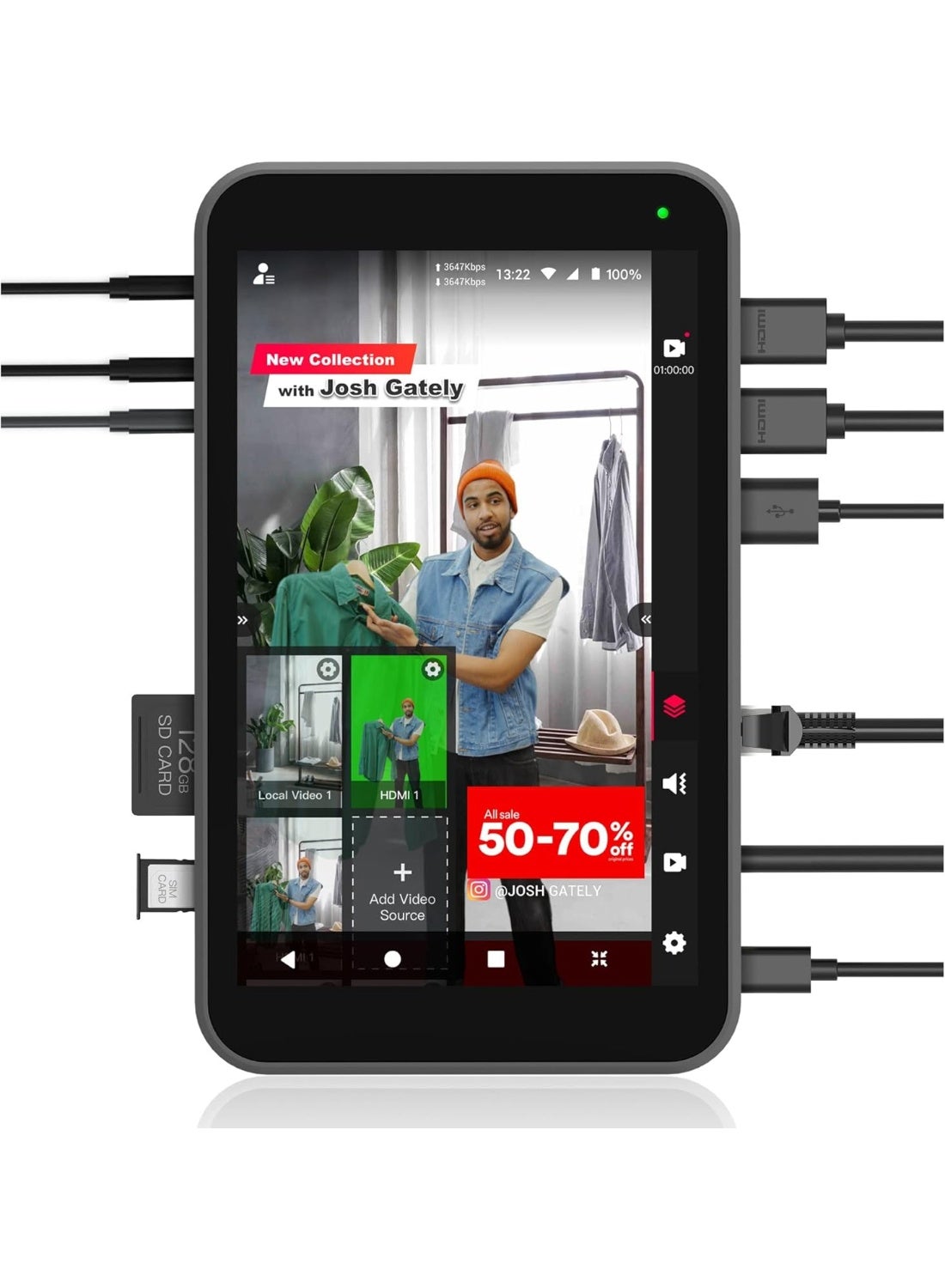 YoloLiv Instream All-in-One Vertical Live Video Streaming Encoder Switcher Recorder Monitor for Instagram Tiktok